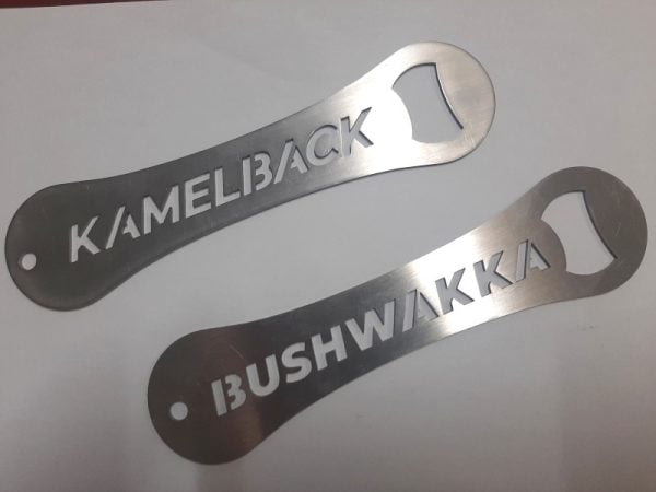 Large Bushwakka and Kamelback Stainless Steel Bottle Opener